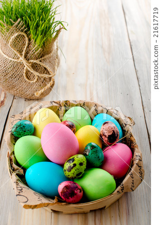 Colorful Easter eggs in the basket 21617719