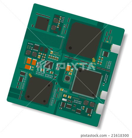 電子線路板和各種電子零件矢量圖 21618300