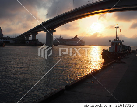 Sunset over Naha Night Port Sunset over Naha Night Port 21618320