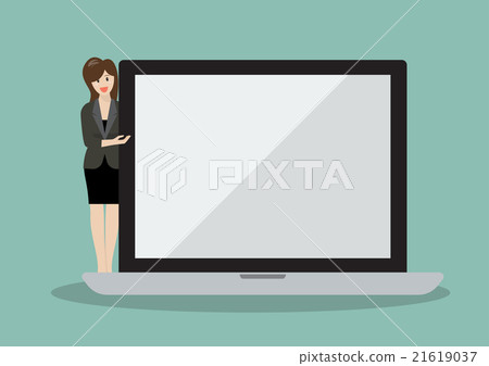 Business woman pointing to the screen of a laptop 21619037