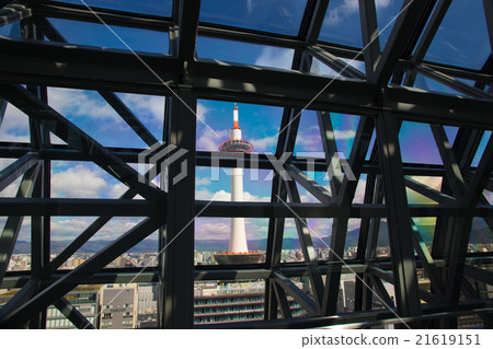 Shot of Kyoto Tower in front of JR Kyoto station in Shimogyo-ku, Kyoto-shi 21619151