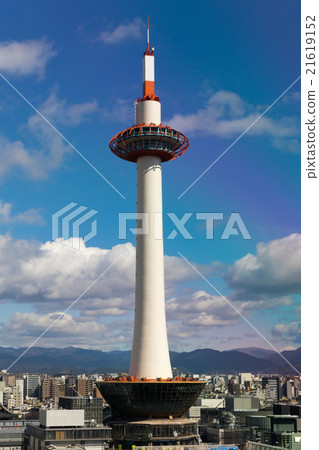 Shot of Kyoto Tower in front of JR Kyoto station in Shimogyo-ku, Kyoto-shi Shot of Kyoto Tower in front of JR Kyoto station in Shimogyo-ku, Kyoto-shi 21619152