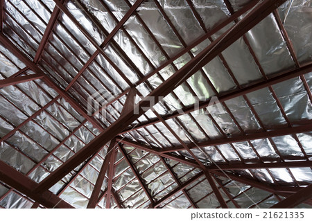 roof with steel beam and silver foil insulation 21621335