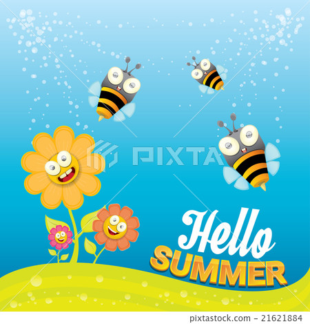 vector cartoon summer landscape with Honey bees vector cartoon summer landscape with Honey bees 21621884