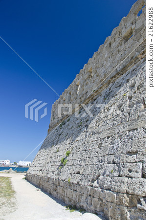Medieval wall of a fortress in Rhodes, Greece 21622988