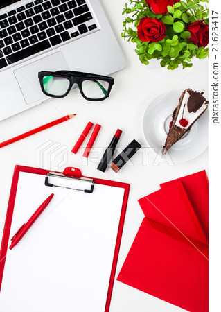 Still life of fashion woman, objects on white Still life of fashion woman, objects on white 21623417