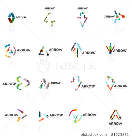 Set of linear arrow abstract logos, connected 21625881