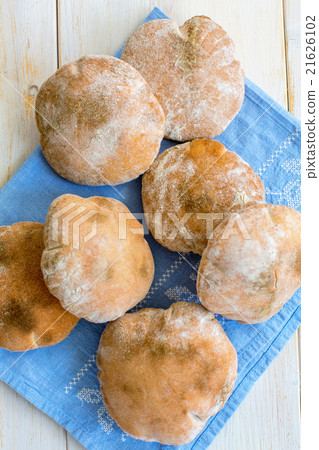 Homemade pita from wholegrain flour. Homemade pita from wholegrain flour. 21626102