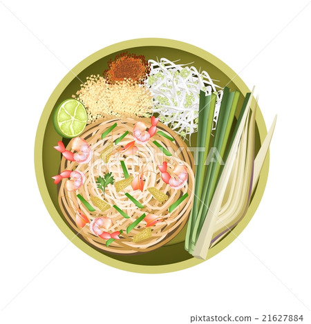 Pad Thai or Stir Fried Noodles with Shrimps Pad Thai or Stir Fried Noodles with Shrimps 21627884