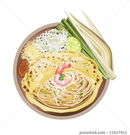Pad Thai or Stir Fried Noodles Wrapped with Omelet Pad Thai or Stir Fried Noodles Wrapped with Omelet 21627931