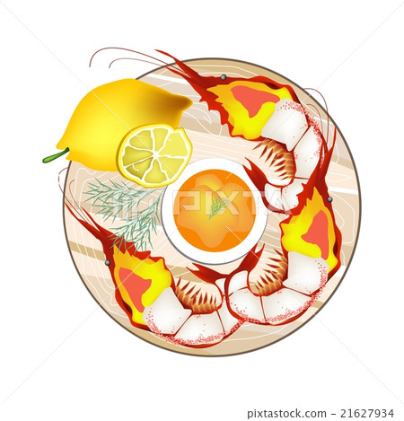 Grilled Giant Prawn with Lemon and Butter Sauce Grilled Giant Prawn with Lemon and Butter Sauce 21627934