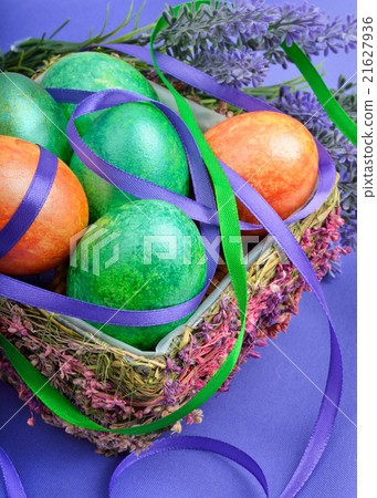 Easter eggs with lavender. Easter eggs with lavender. 21627936