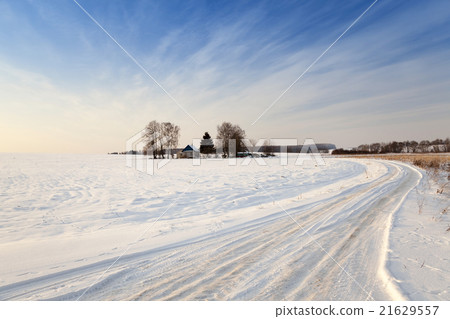 winter road with snow winter road with snow 21629557