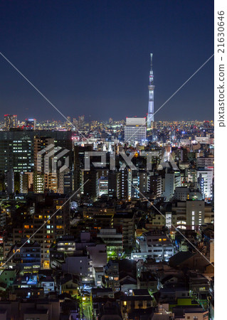 夜視圖以從東京天空樹的看法從Bunkyo病區空中射擊 21630646