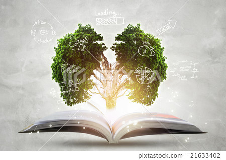 Book of growing knowledge with brains big tree. 21633402