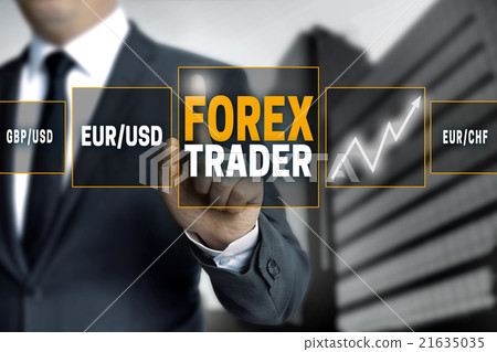 Forex trader touchscreen is operated by businessman 21635035