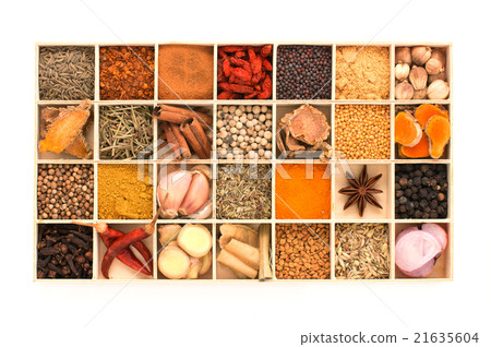 Types of spicy herbs with aromatic spices inserted 21635604