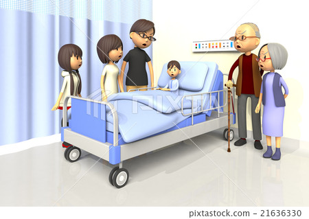 A boy who is hospitalized and a family visiting him 21636330