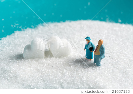 Portrait of a miniature sweet senior couple Portrait of a miniature sweet senior couple 21637133