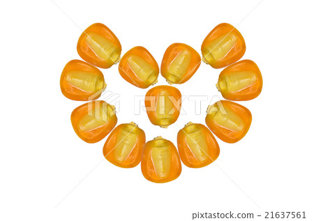 Corn in heart shape on white background Corn in heart shape on white background 21637561
