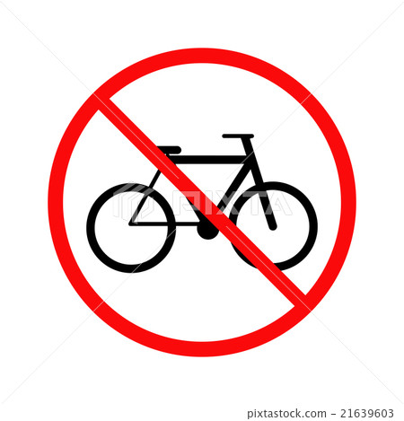 No cycling, bicycle forbidden sign on white No cycling, bicycle forbidden sign on white 21639603
