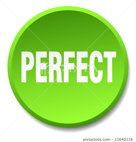 perfect green round flat isolated push button 21640138