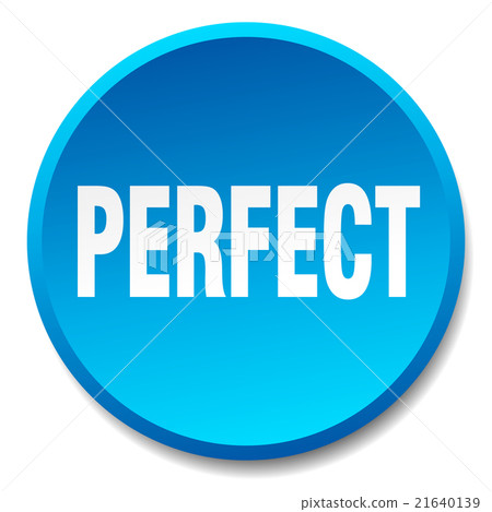perfect blue round flat isolated push button 21640139