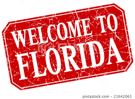 welcome to Florida red square grunge stamp - Stock Illustration ...