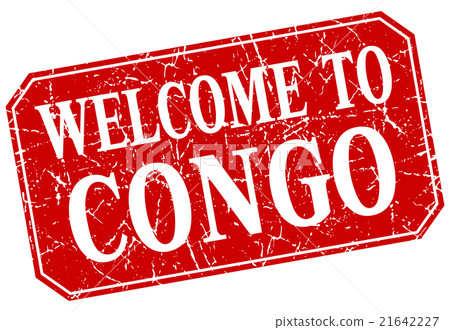 welcome to Congo red square grunge stamp 21642227