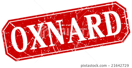 Oxnard red square grunge retro style sign 21642729