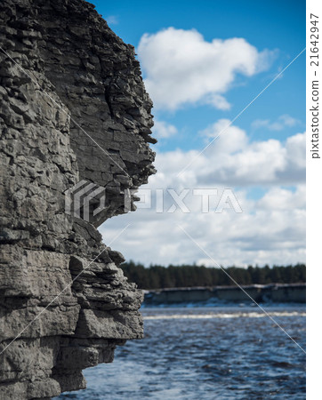 rock and river on background of blue sky rock and river on background of blue sky 21642947