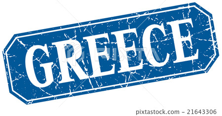 Greece blue square grunge retro style sign-插圖素材 [21643306] - PIXTA圖庫