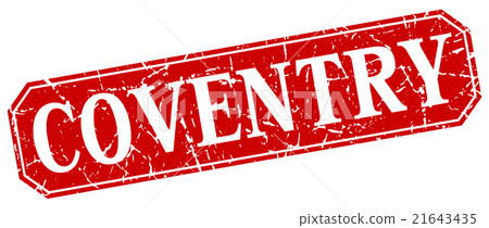 Coventry red square grunge retro style sign 21643435