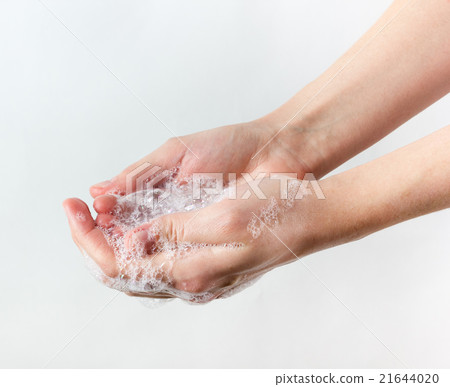 gesture of woman washing her hands on white 21644020