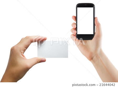Female hands holding mobile phone with isolated 21644042