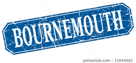 Bournemouth blue square grunge retro style sign 21644082