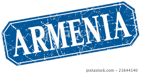 Armenia blue square grunge retro style sign 21644140