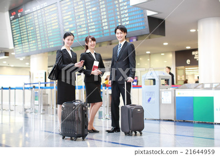 Stock Photo: businessman, overseas business trip, departure lobby