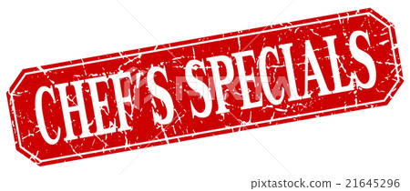 chef's specials red square grunge isolated sign 21645296