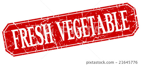 fresh vegetable red square grunge isolated sign - Stock Illustration ...