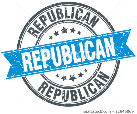 republican blue round grunge vintage ribbon stamp - Stock Illustration ...