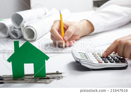 Real Estate Concept.  Paper house figure and blank 21647616