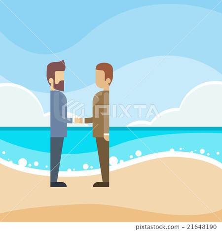 Businessmen Handshake Beach Offshore Finance 21648190