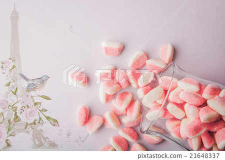 Fruit jellies on the romantic pink background Fruit jellies on the romantic pink background 21648337