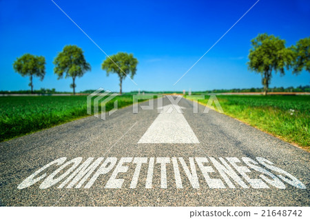 Competitiveness word painted on asphalt road Competitiveness word painted on asphalt road 21648742