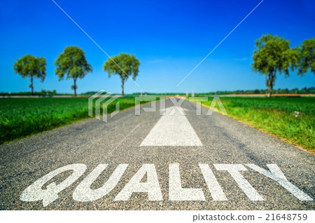 Quality word painted on asphalt road Quality word painted on asphalt road 21648759