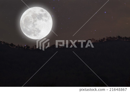 Full moon over mountain on darkness sky. Full moon over mountain on darkness sky. 21648867