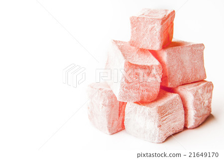 Pink Turkish delight on the white background Pink Turkish delight on the white background 21649170