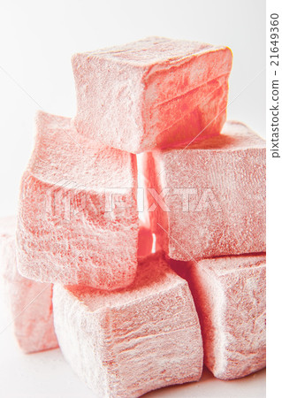 Pink Turkish delight on the white background Pink Turkish delight on the white background 21649360