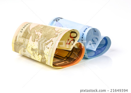 Two euro bill in the form of a heart Two euro bill in the form of a heart 21649394
